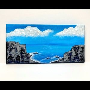 Original Acrylic Coastal Art on 7” x 14” Stretched Canvas